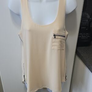 Naked Zebra Beige Tank Top with Zipper Pocket